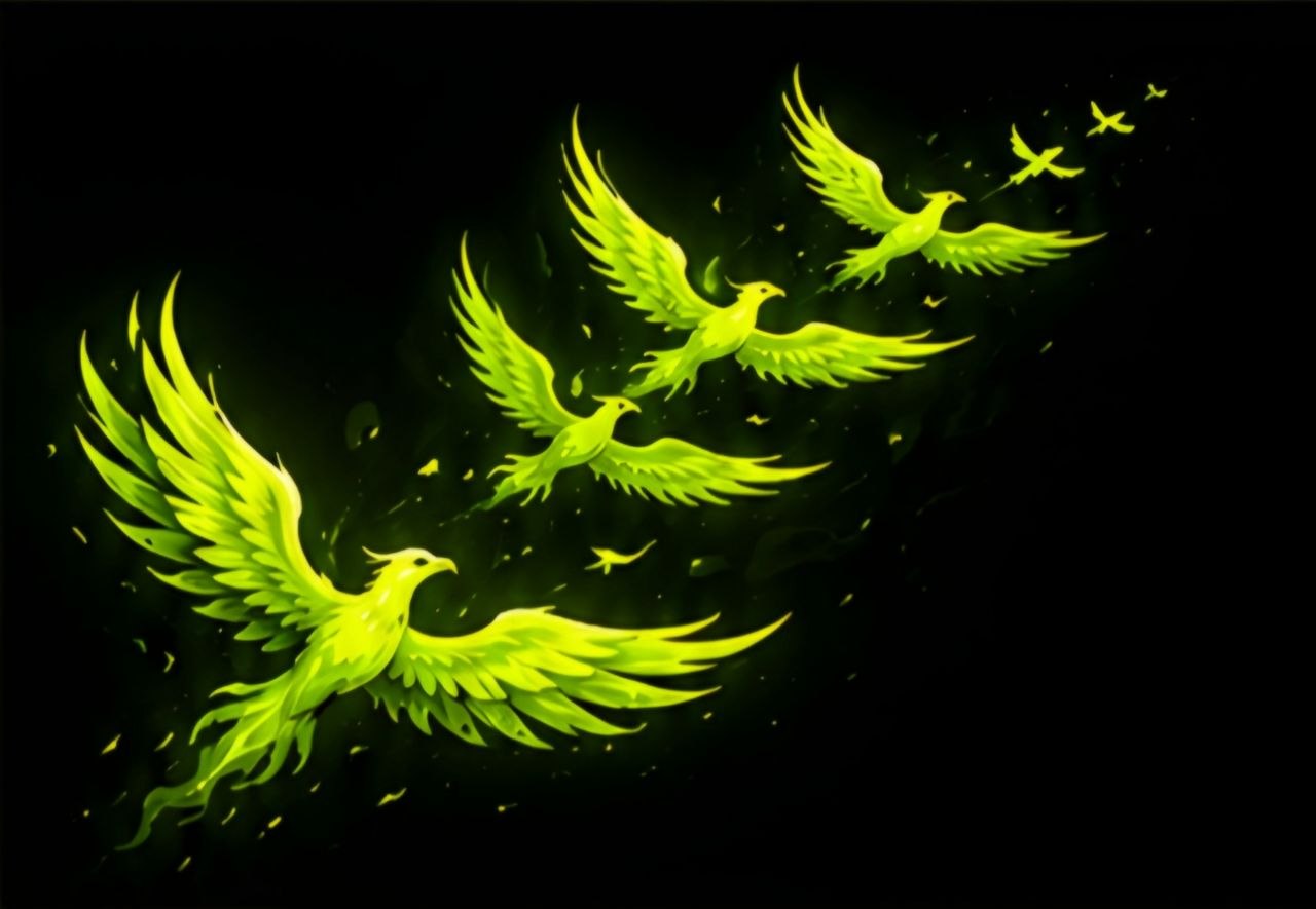 A flock of phoenixes in formation